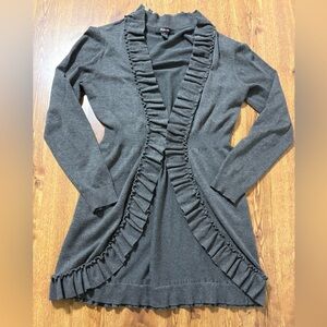 Style & Co. Dark Gray Ruffled-Edge Cardigan Ladies Size Medium